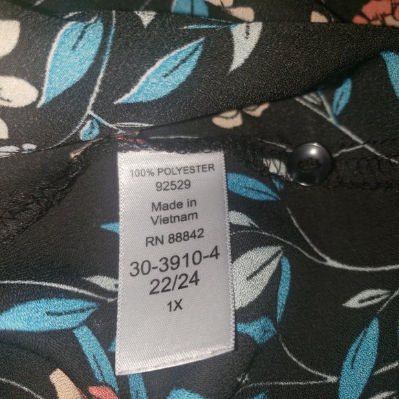 Woman Within Black Floral Blouse 1X - Picture 8 of 8